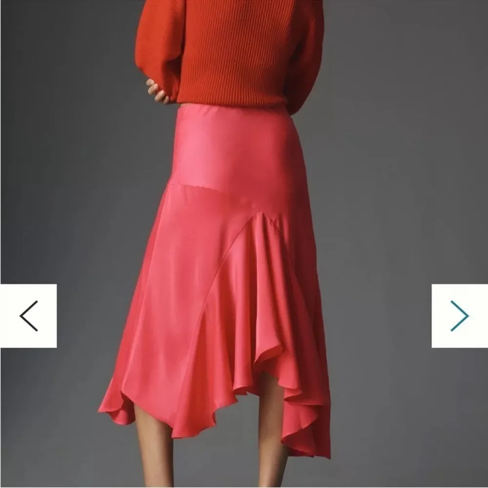 Anthropologie Hot Pink Asymmetrical Skirt - Picture 3 of 8
